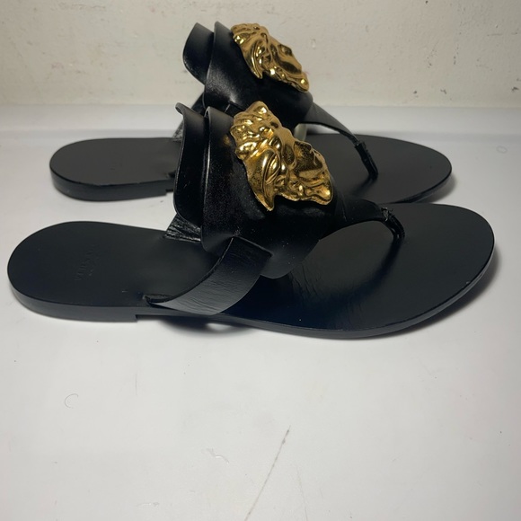 Versace Shoes Versace Thong Sandals Leather Colors Black Made In